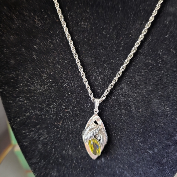 Demi parure Vintage Elegant Silver & Green Whiting and Davis 3 Piece Jewelry Set - Picture 2 of 9